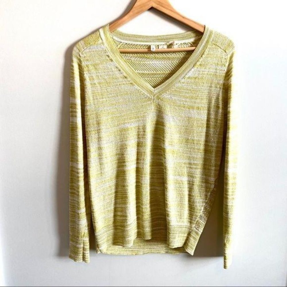 Anthropologie Moth Green Marled V Neck Sweater M